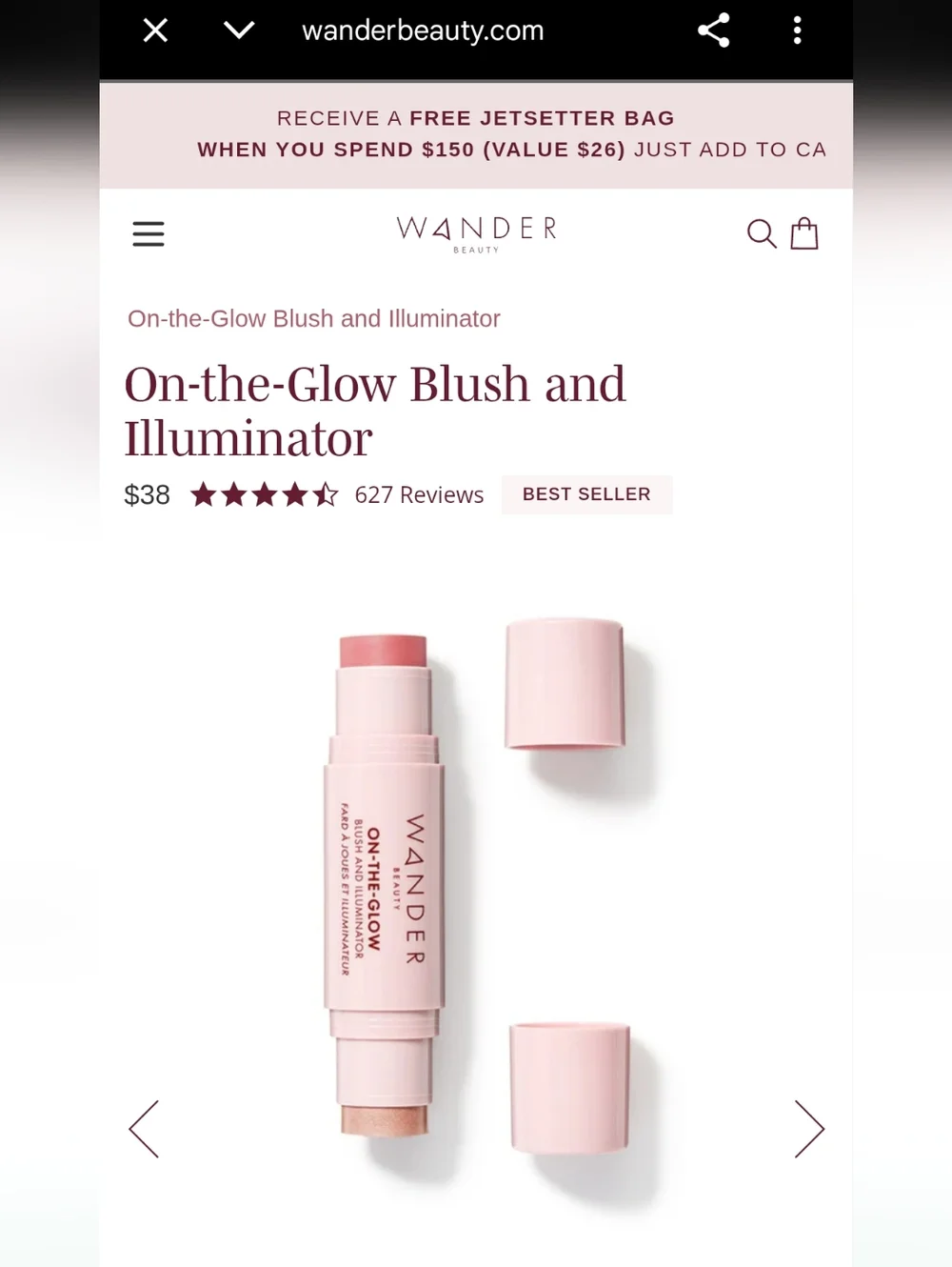 Wander Beauty On The Glow‎ Blush And Illuminator NIB Coral Rose